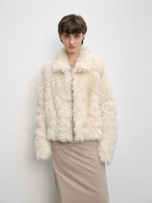 Fireladyfur Women's Soft & Warm Short Wool Sheepskin Coat“Blackmoon Berlin”-0