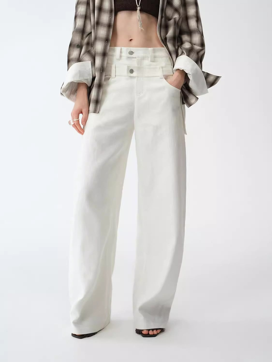 Old Money Style Linen Cut Scimitar Pants"Weiss Love Letter"-1