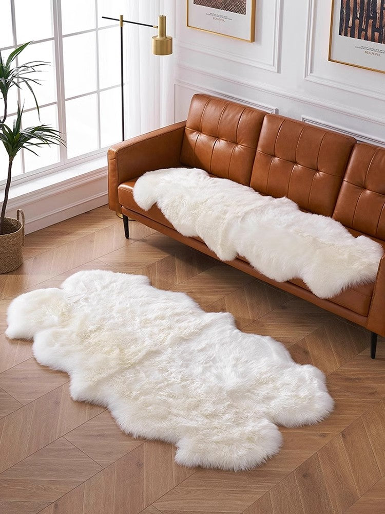 Natural New Zealand Sheepskin Rug 2x6 | Double Pelt | Thick Plush | Undyed & Formaldehyde-Free | Baby-Safe-0