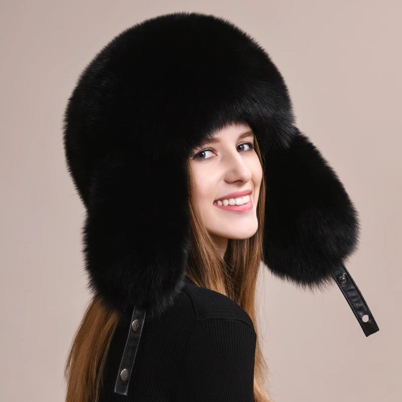 Fireladyfur Women's Solid Earmuffs Hat in a Classic Style-1