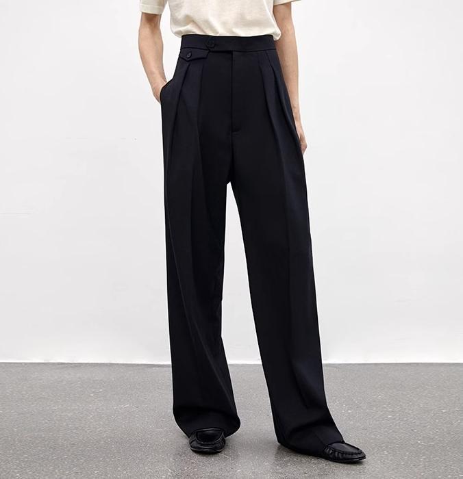 Wool Blend High-Waisted Slimming Suit Pants for Women-1