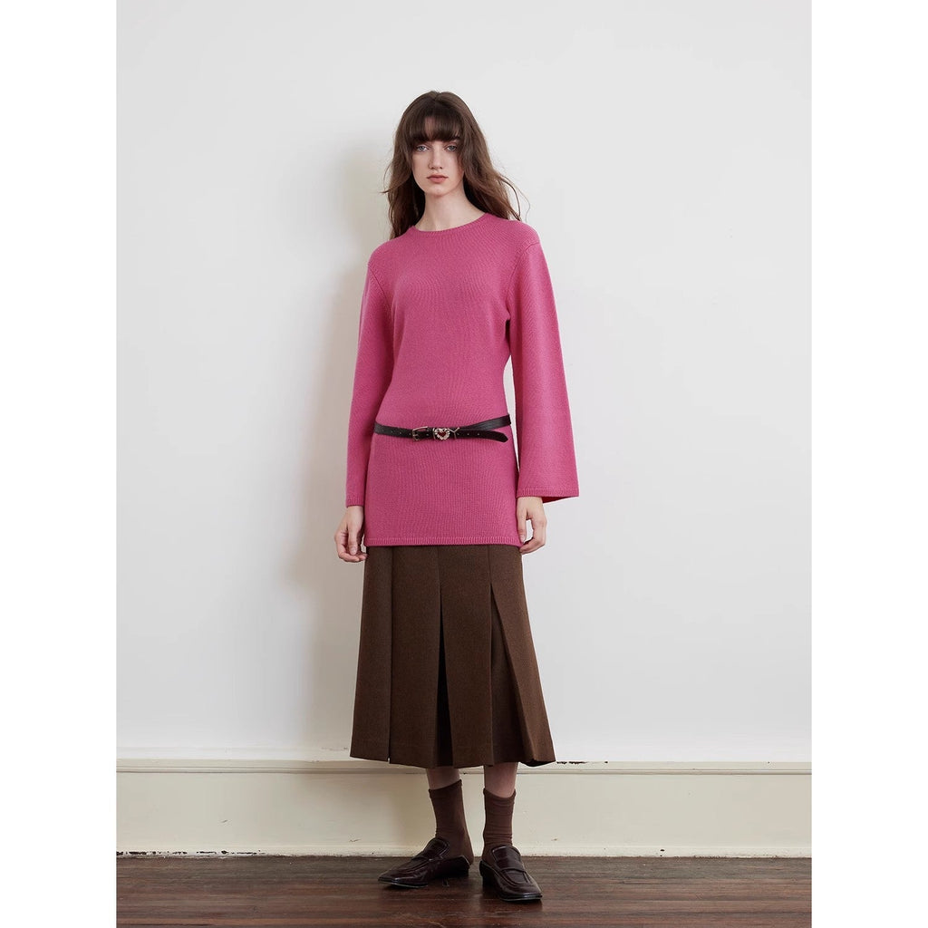 "Autumn Sweet Cheese" merino wool fashionable waist slimming trumpet sleeve sweater for women-1