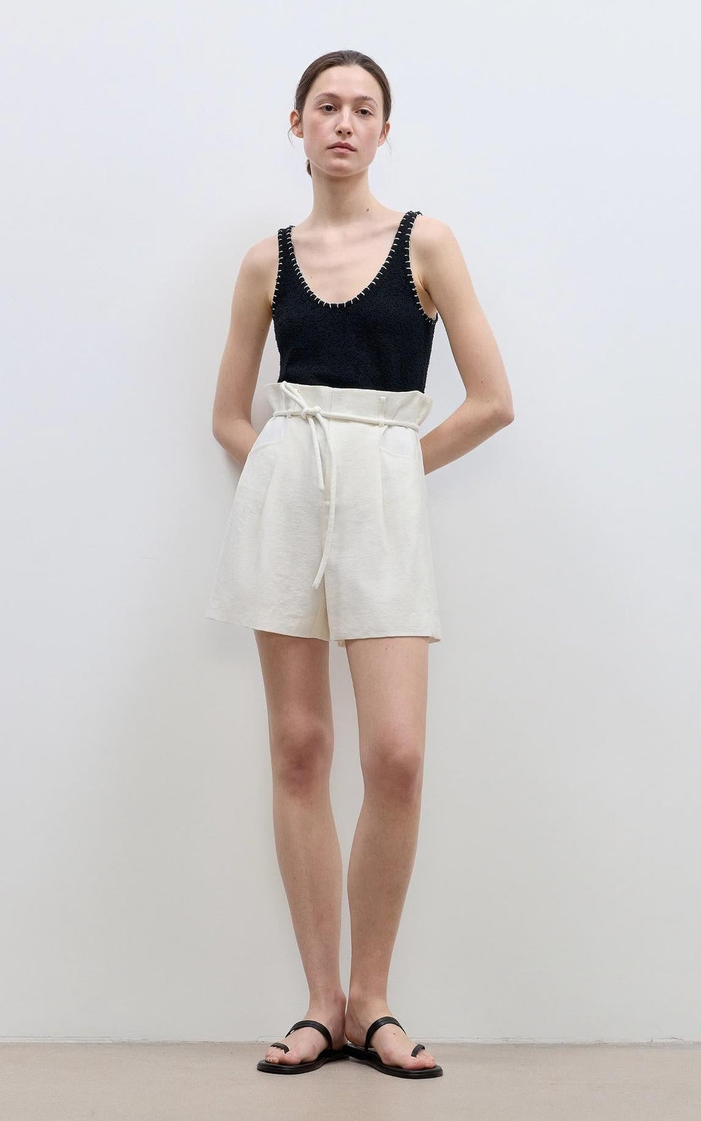 "Jungle Fantasy" Flower Bud Drawstring High Waist Shorts Women-0