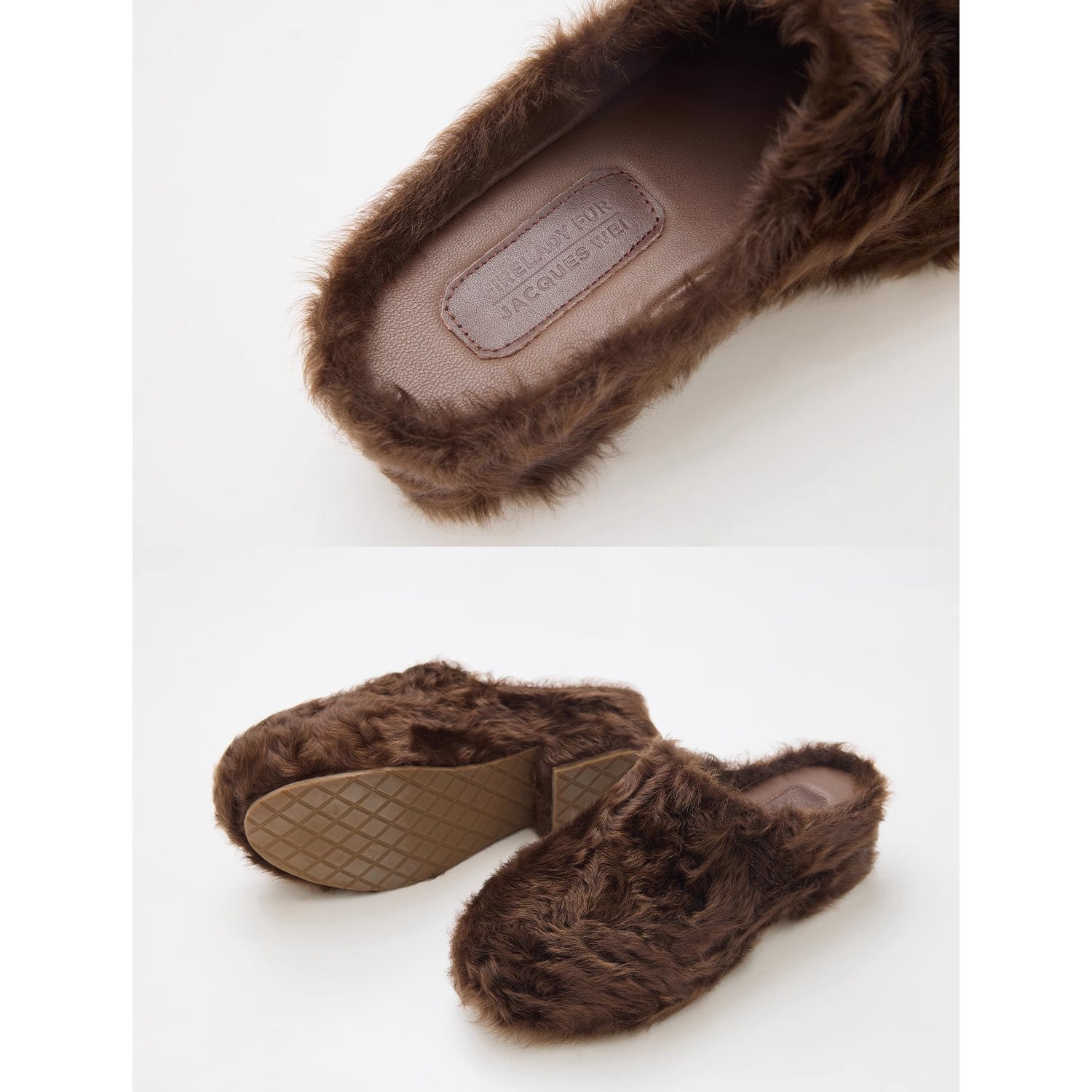 [FF × JW Collaboration - Fur-lined Slip-On Platform Sneakers] Casual and stylish design with wool, slip-on thick-soled sneakers that add height-1