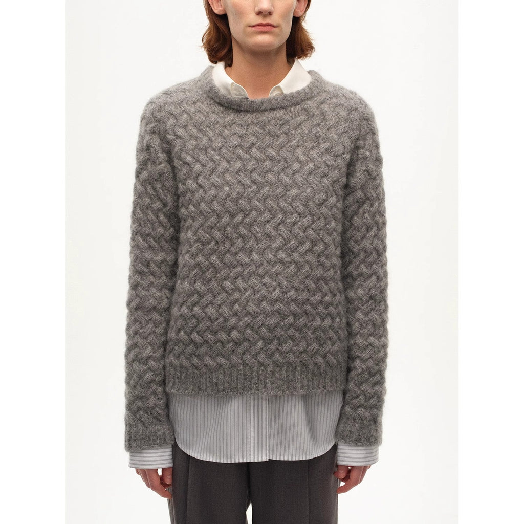 [FF×JW Collaboration Warm Exclusive] Classic Mohair Pullover Sweater with Textured Knit and Warmth-Enhancing Round Neck-1