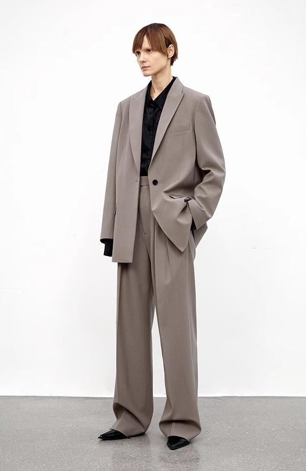 Wool Blend High-Waisted Slimming Suit Pants for Women-4