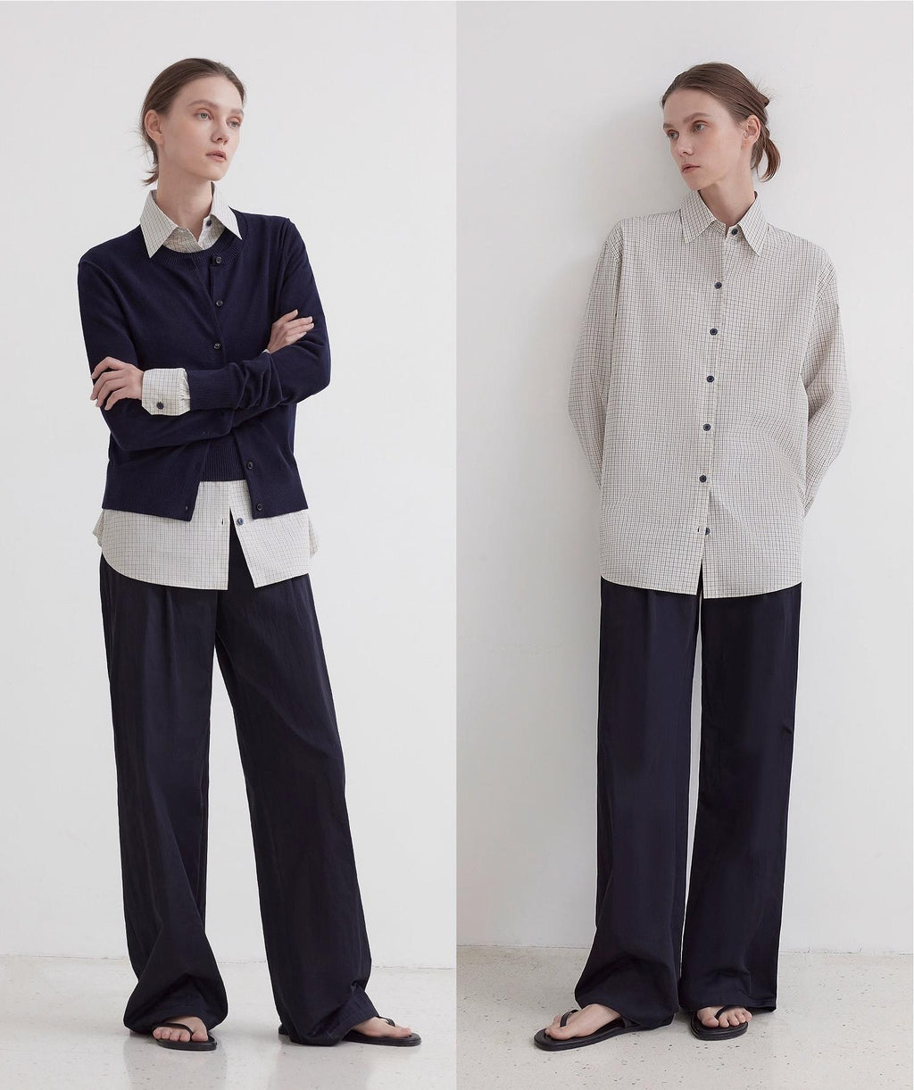 Plaid shirt commuting inner top high-end long-sleeved "Independence Song"-3