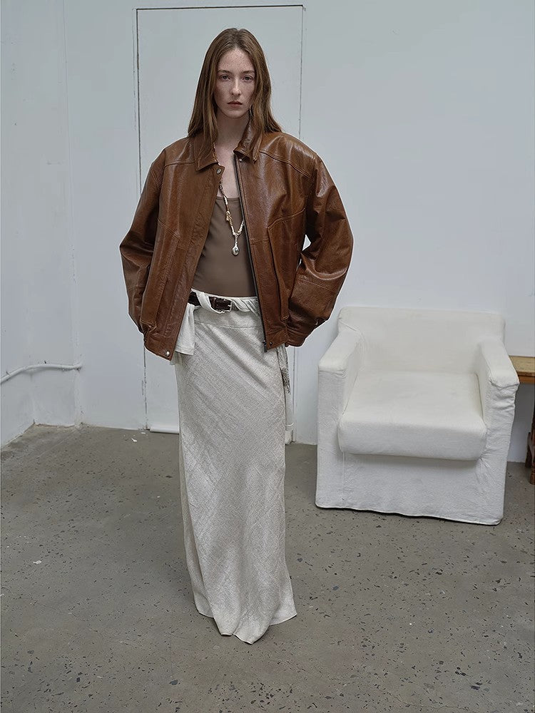 Fireladyfur Women's Retro Work Jacket in Waxed Leather "Fashionable Luke"-1