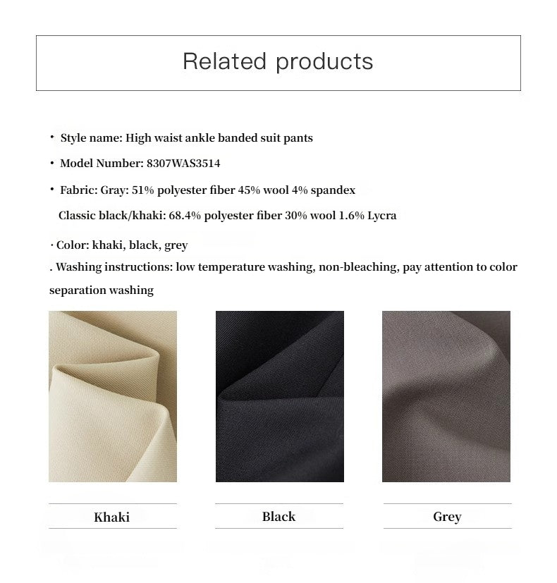Wool Blend High-Waisted Slimming Suit Pants for Women-3