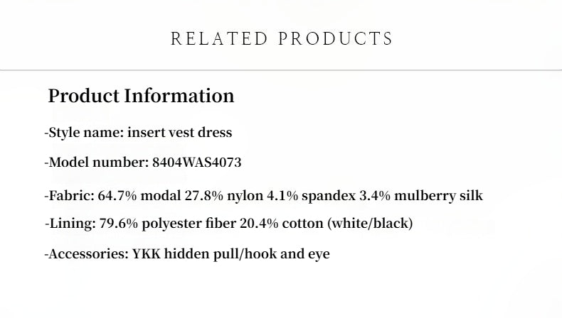 High Density Modal Mulberry Silk Insert U-neck Vest Dress"Simple Love"-3