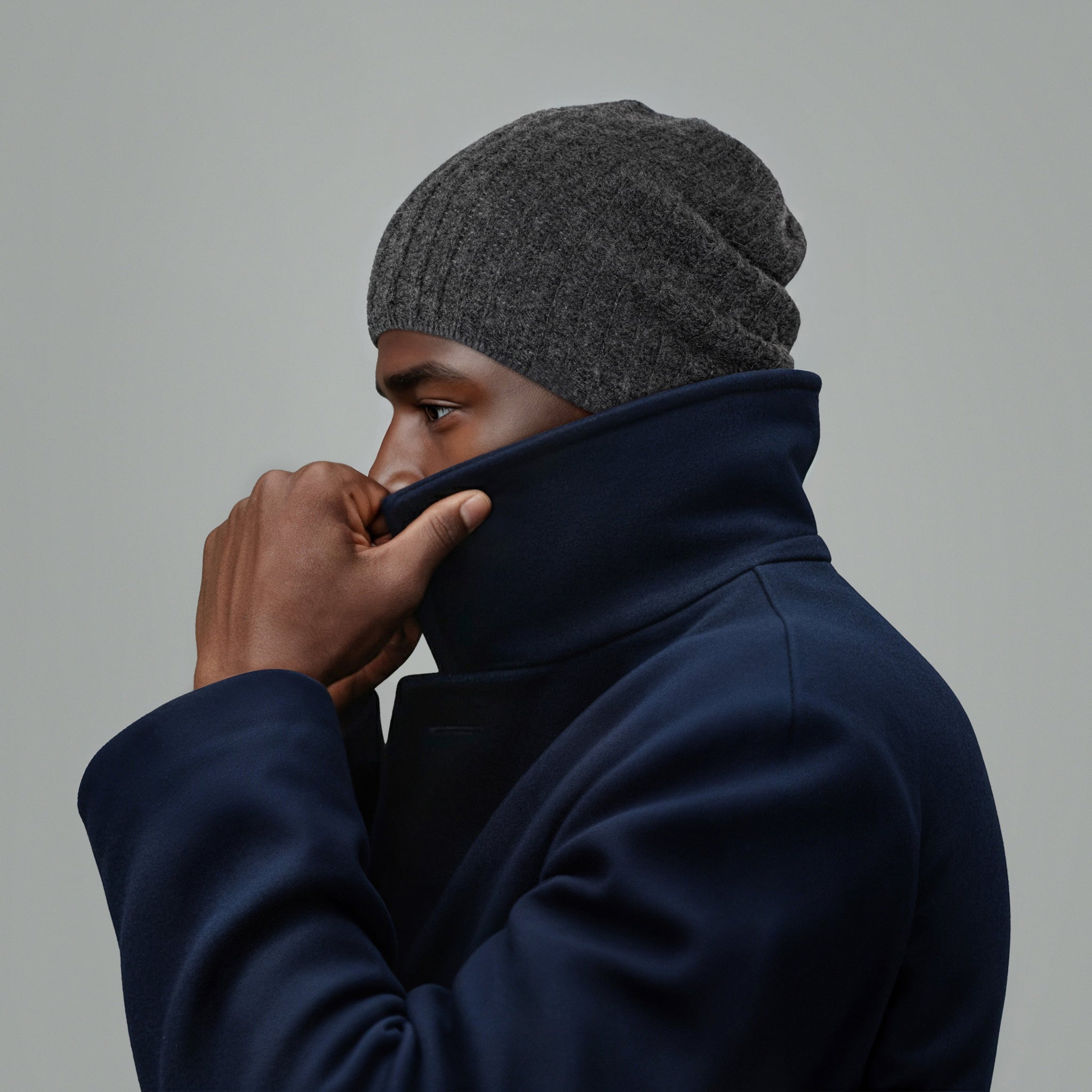 MEN'S CASHMERE SLOUCHY RIBBED HAT-0