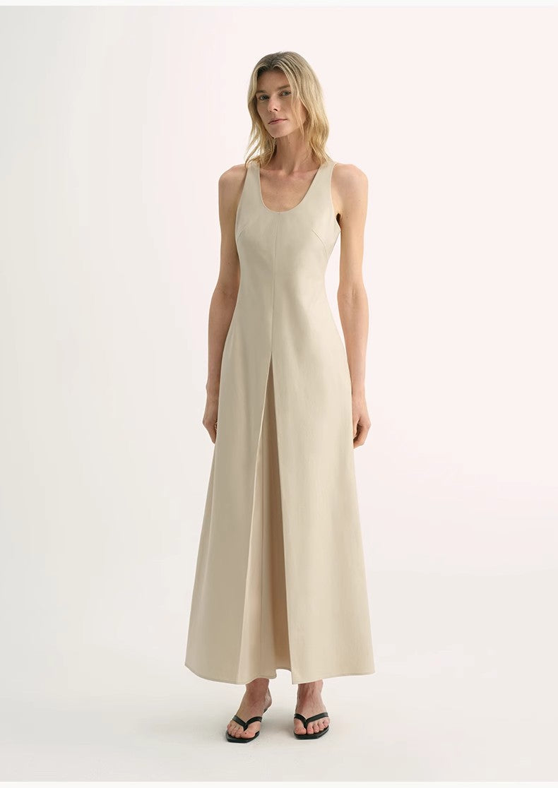 High Density Modal Mulberry Silk Insert U-neck Vest Dress"Simple Love"-5