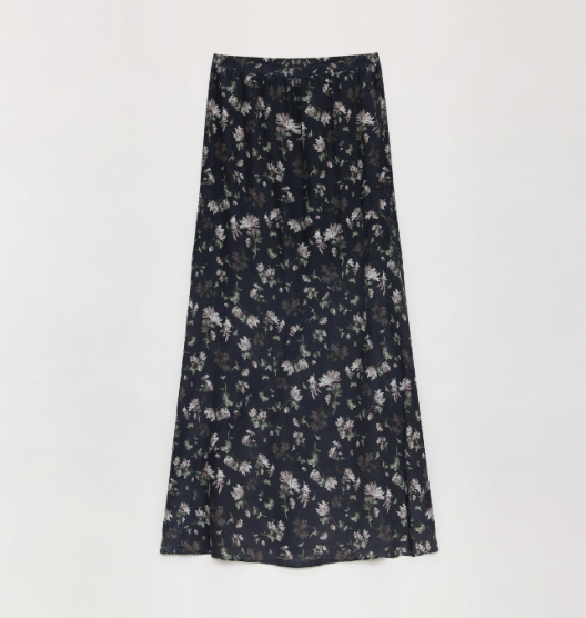 Vintage Print Straight Draped Skirt