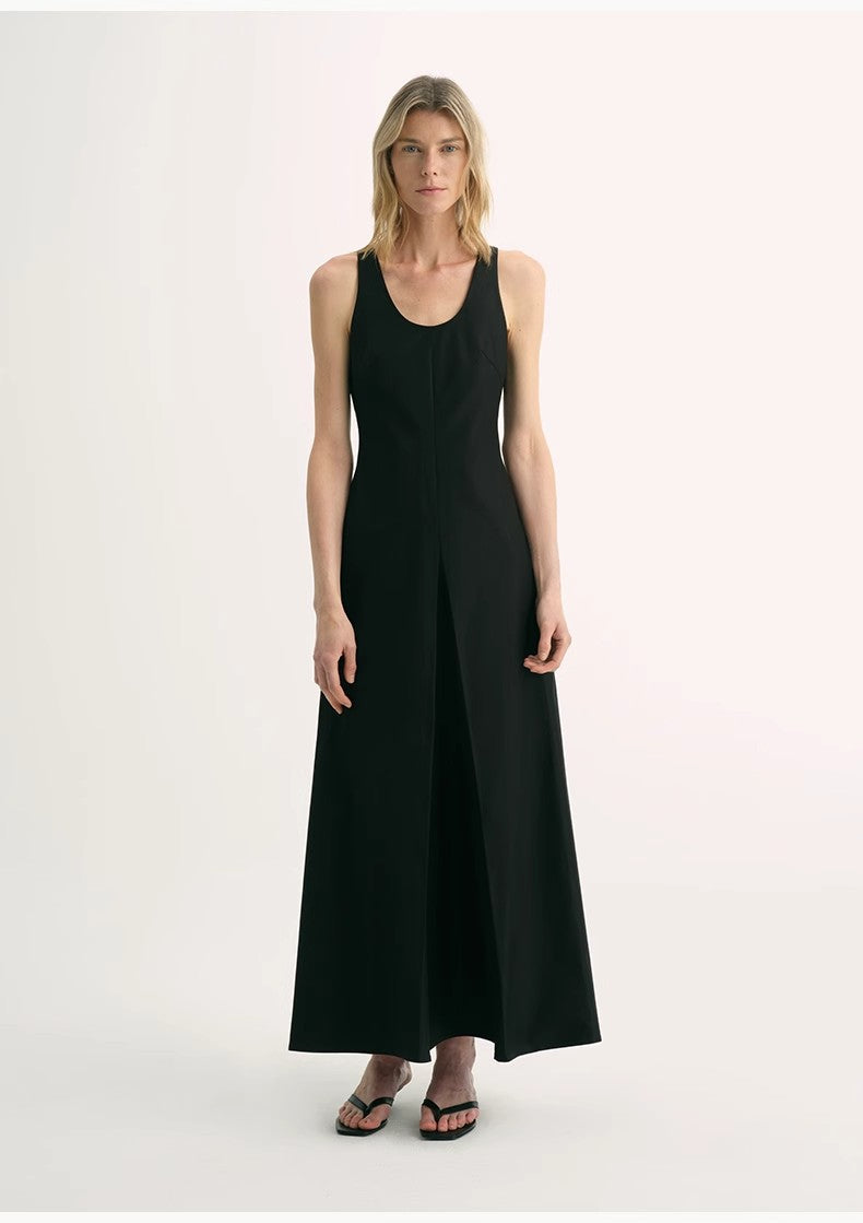 High Density Modal Mulberry Silk Insert U-neck Vest Dress"Simple Love"-1