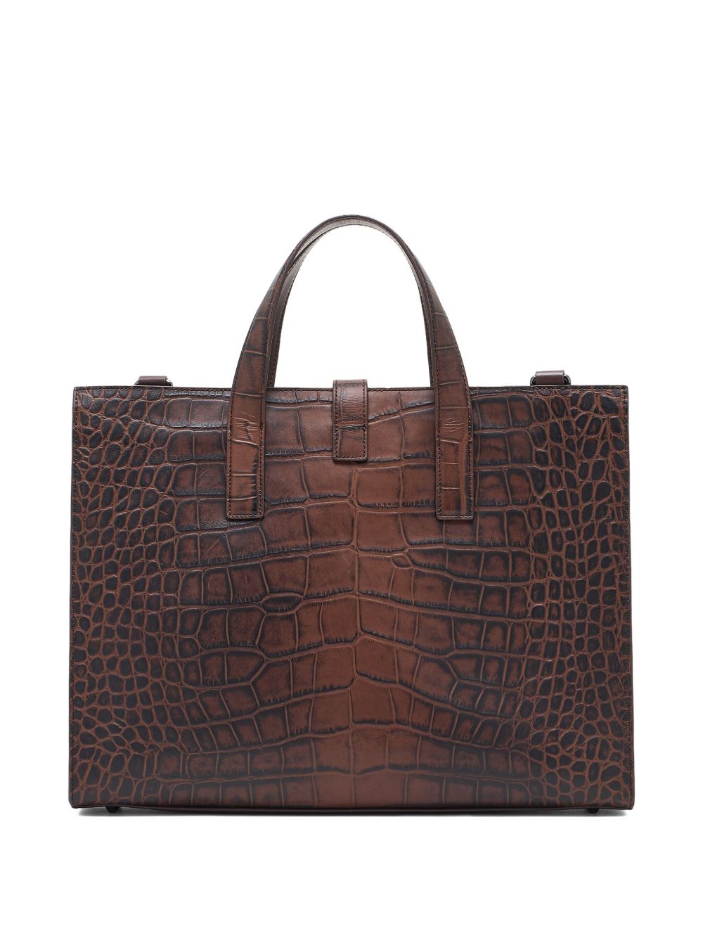 Emporio Armani Crocodile-print leather business bag