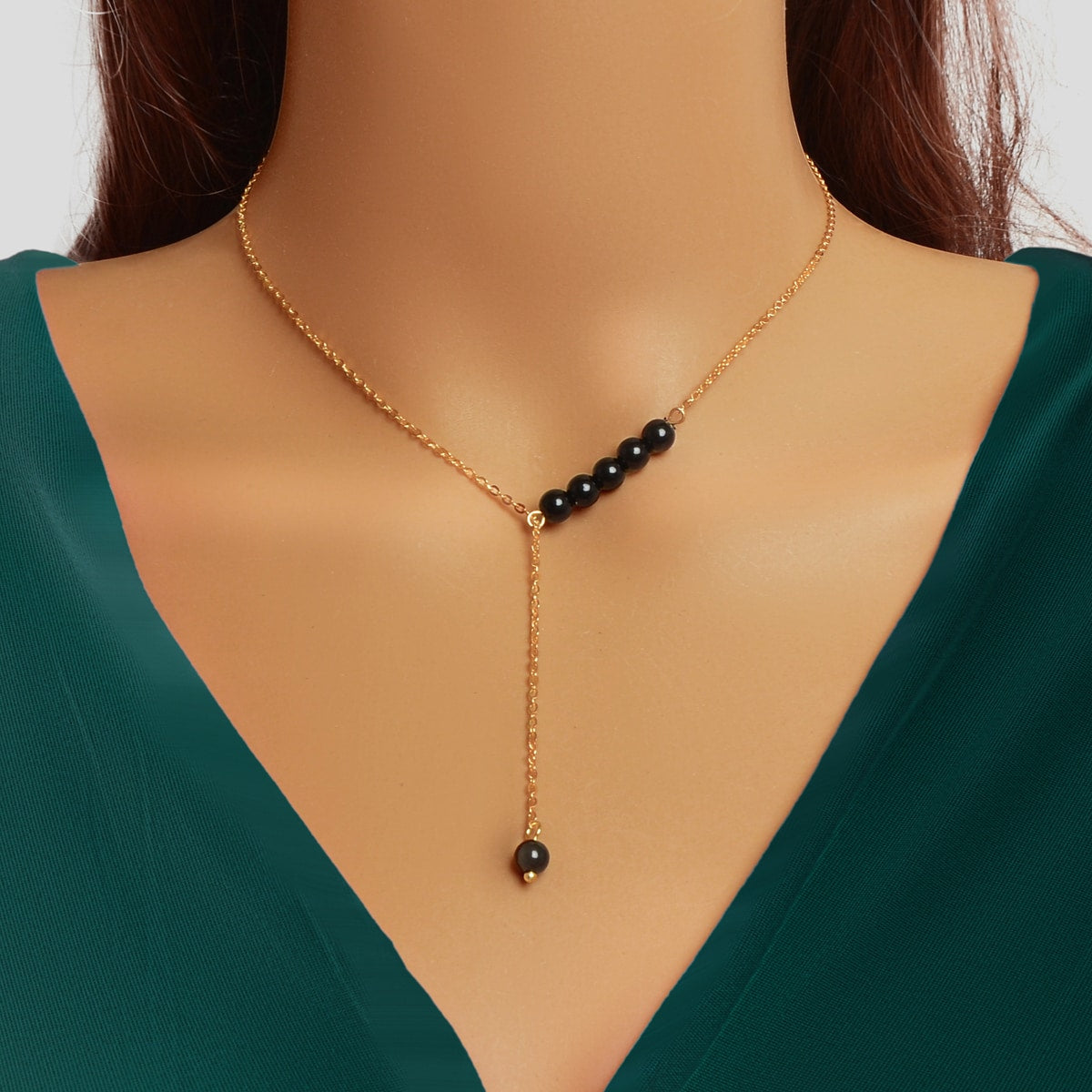 Luxurious jewellery Pearl Gold Silver Chain Y Shape Pendant Necklace Accessories-5