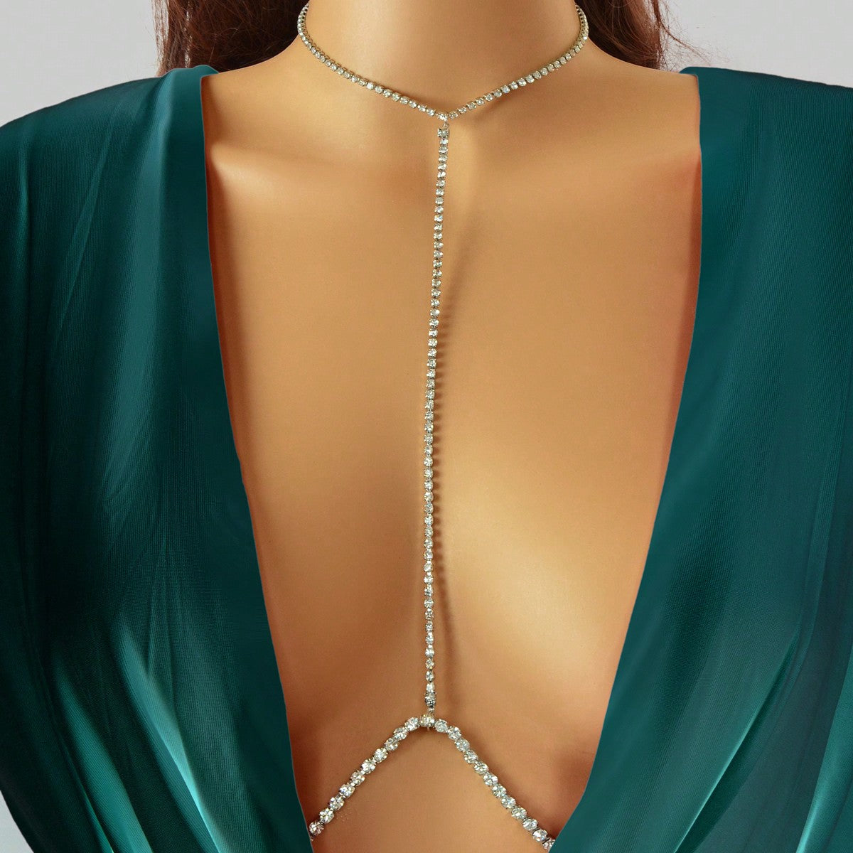 Dazzling Full Diamond Sparkle Body Chain Glamorous Statement Jewelry-0