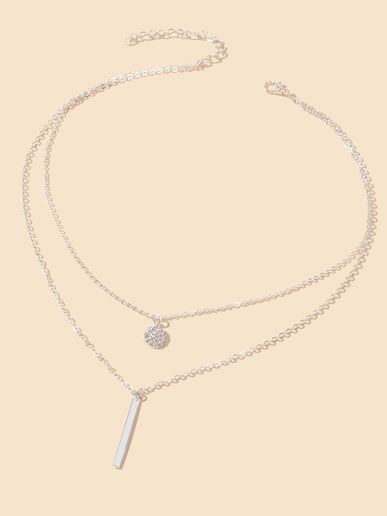 AU Local Double Layer Chain Round Charm Bar Drop Necklace Choker Party Jewellery-3