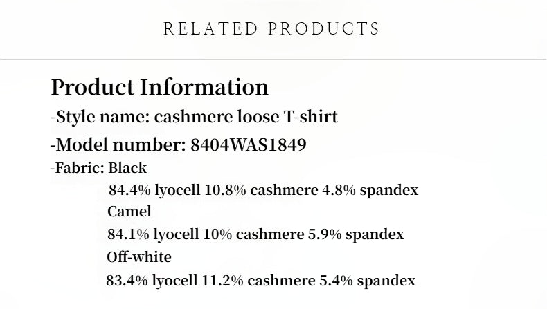 "Soft Cloud" 15.5mm cashmere loose and comfortable round neck versatile short-sleeved T-shirt for women-3