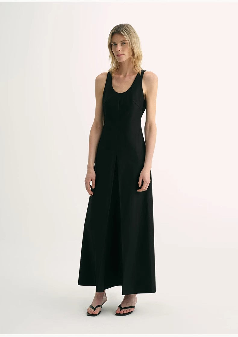 High Density Modal Mulberry Silk Insert U-neck Vest Dress"Simple Love"-4