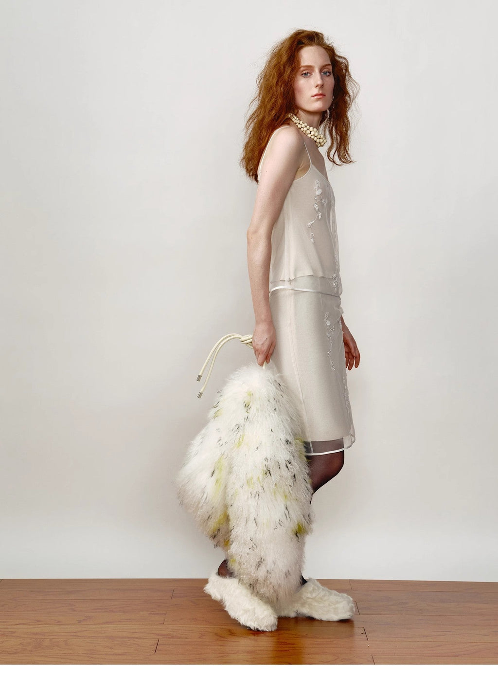 [FF × JW Collaboration - Fur-lined Slip-On Platform Sneakers] Casual and stylish design with wool, slip-on thick-soled sneakers that add height-3