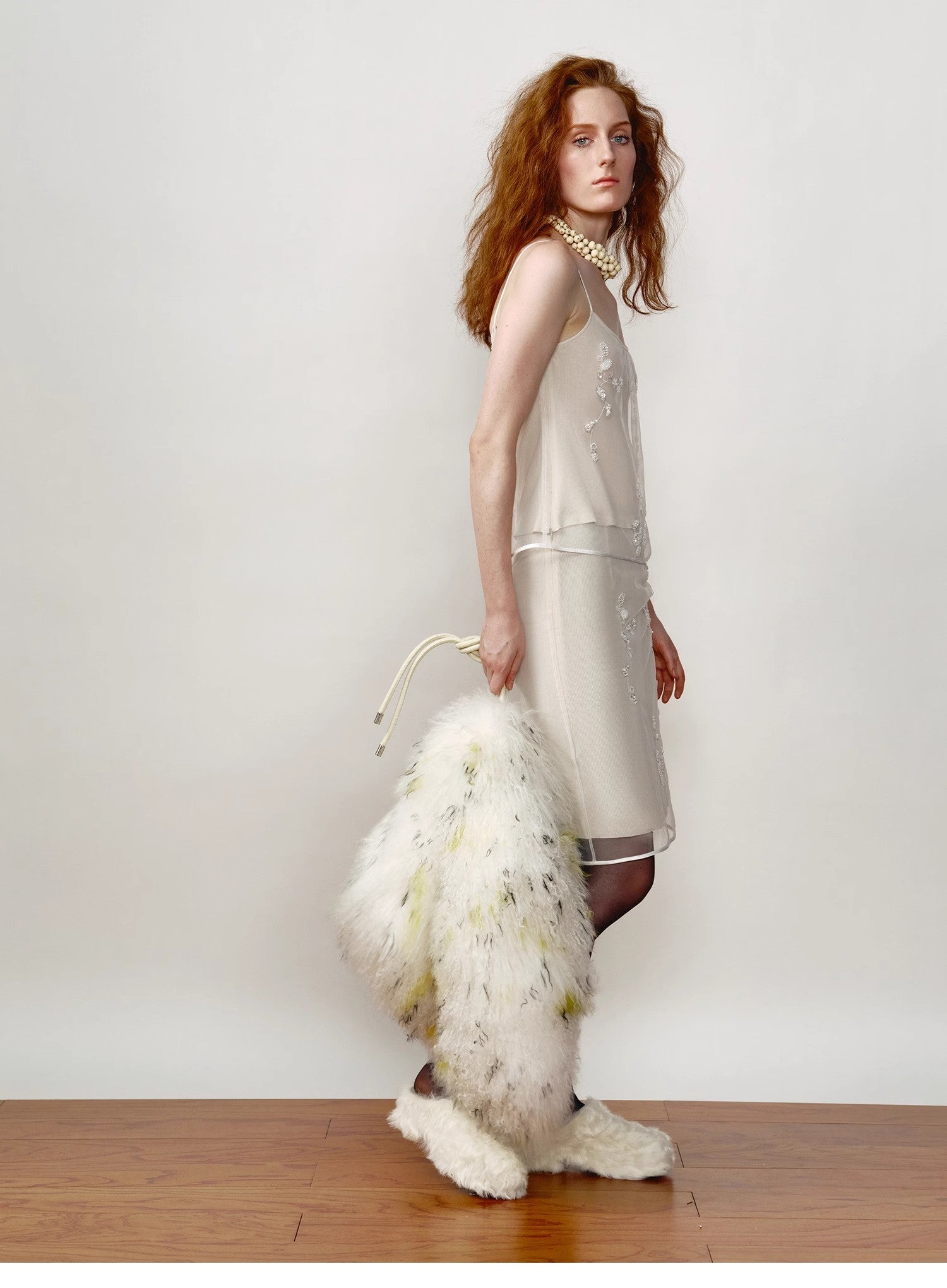 [FF × JW Collaboration - Fur-lined Slip-On Platform Sneakers] Casual and stylish design with wool, slip-on thick-soled sneakers that add height-3