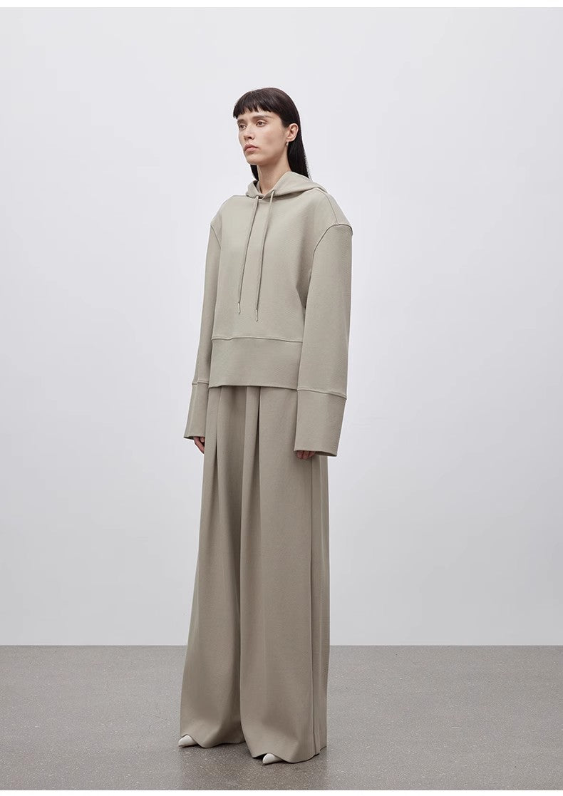 "Time Travel" Short Hooded Sweatshirt for Women, Sports Style Set, Autumn and Winter Casual Sweatpants with Straight-Leg and Draped Fit-4