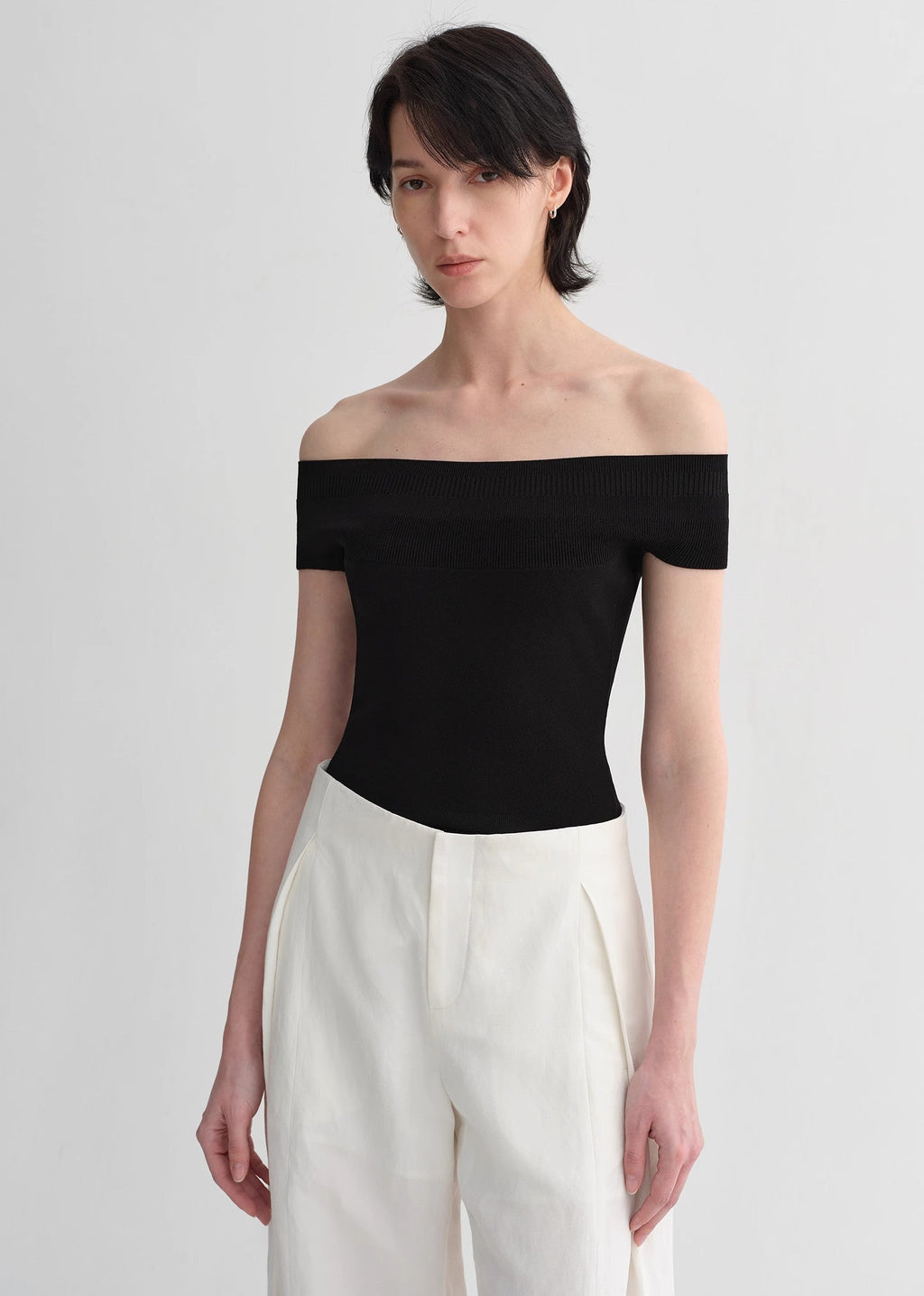 Mulberry silk blended one-shoulder strapless elegant multi-color knitted summer top T-shirt for women-4