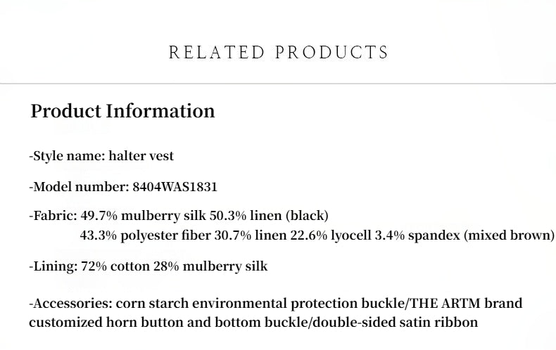 Classic old money style cool feeling silk linen halterneck sleeveless short vest women's top-3