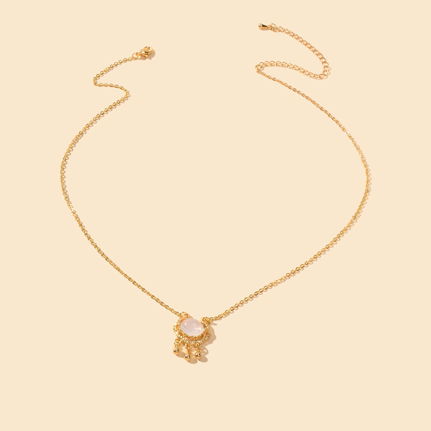 Textured Jewelry Opal Gold Chain Lock Pendant Necklace Best Friend Birthday Gift-2