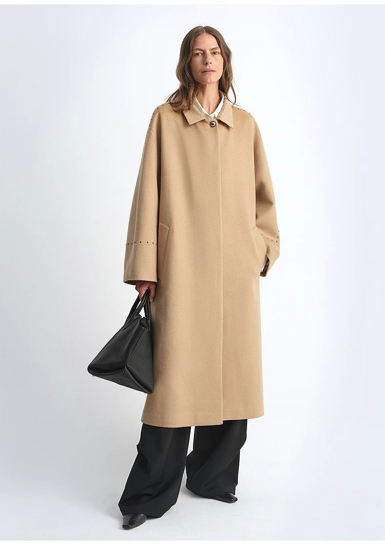 "Dream of Champs Elysees" riveted lapel wool coat women's autumn and winter coat-1
