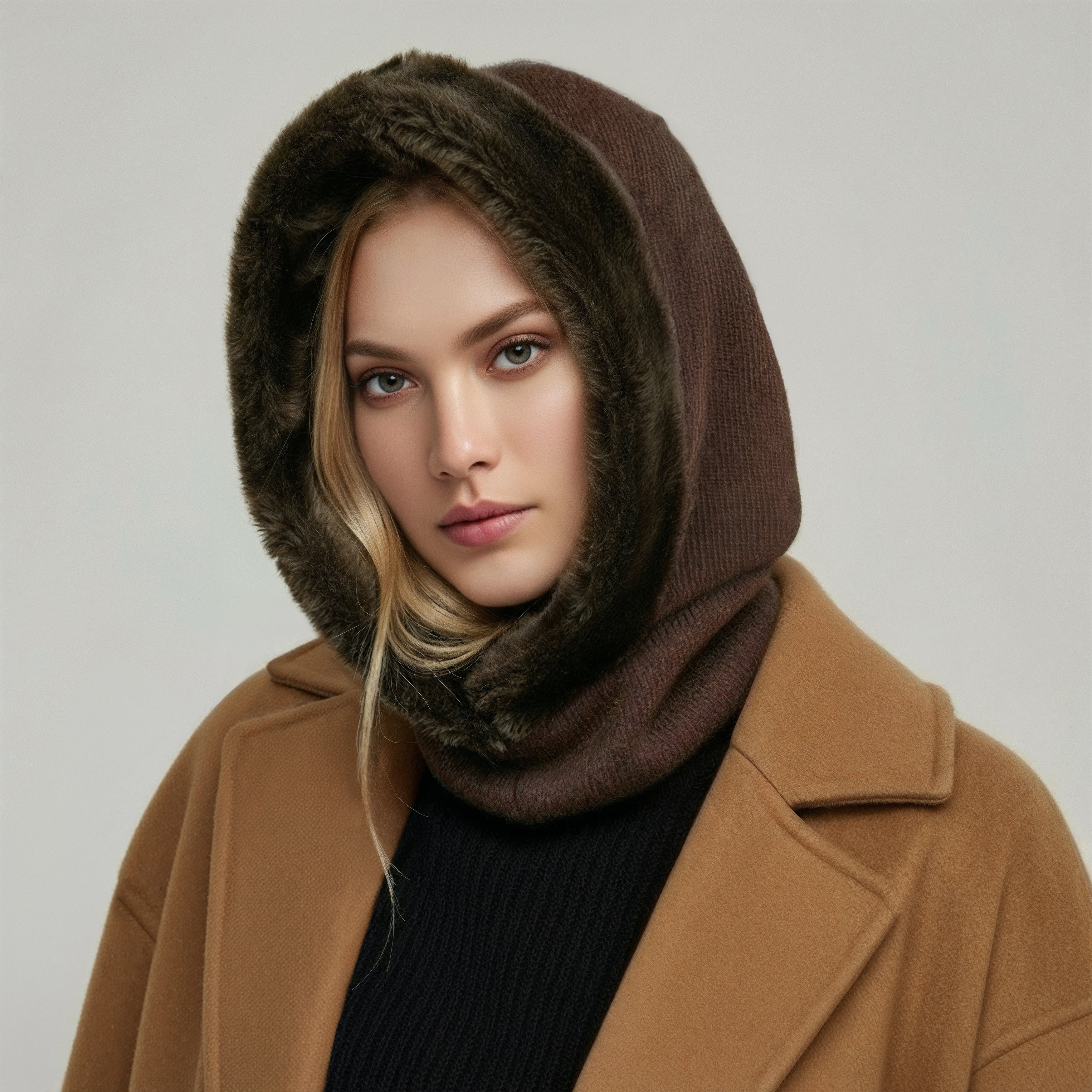 CASHMERE HOOD WITH FUR-4