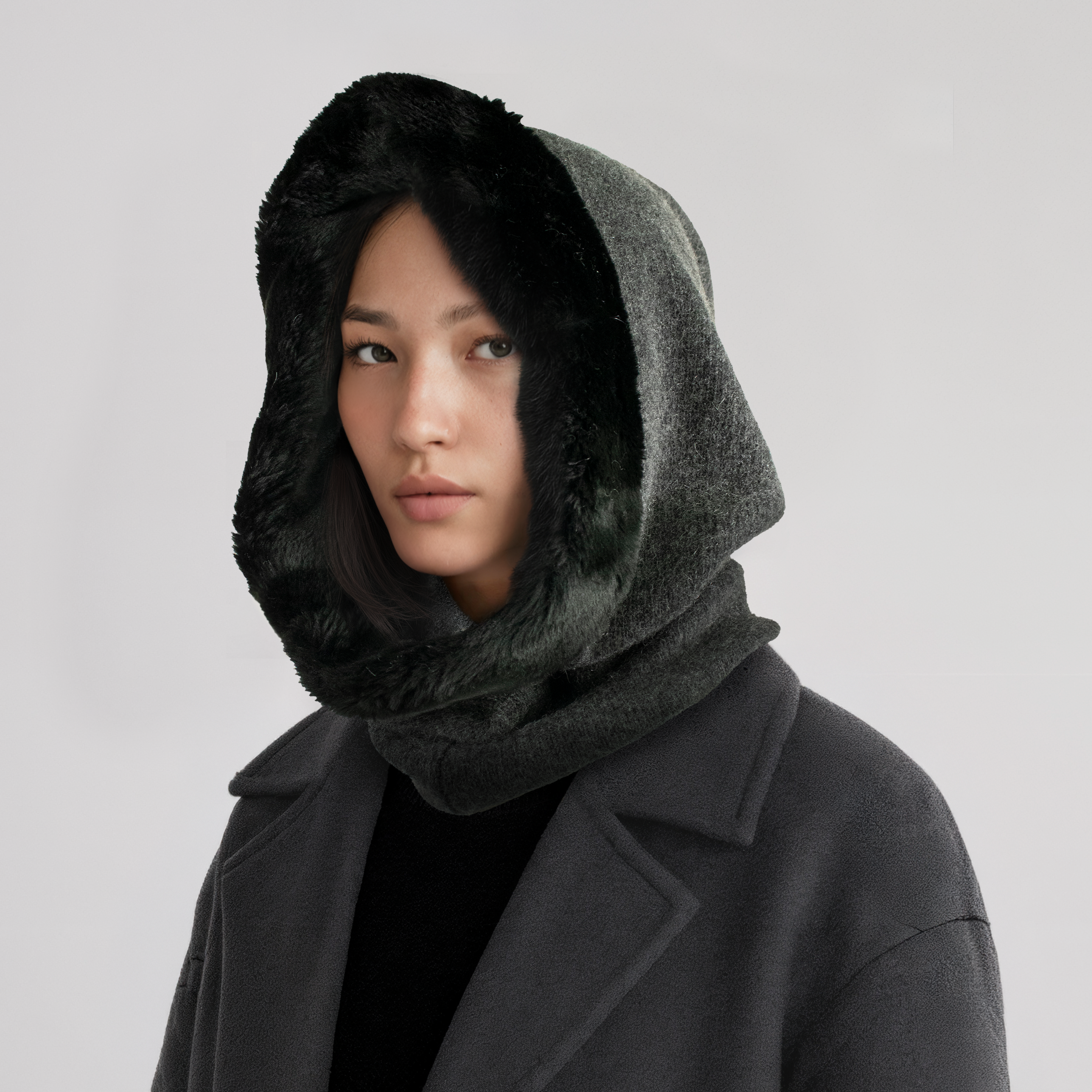 CASHMERE HOOD WITH FUR-2