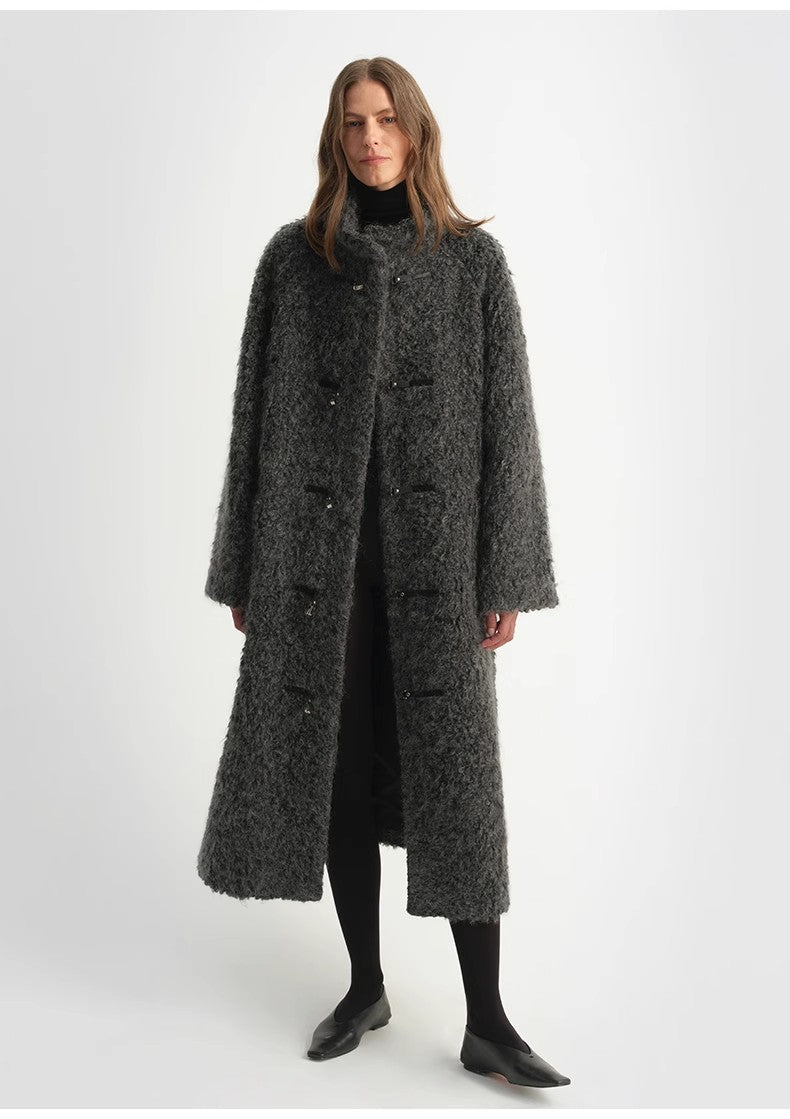 "Parisian Affair"Circle Long Fur Toggle Coat for Women-0