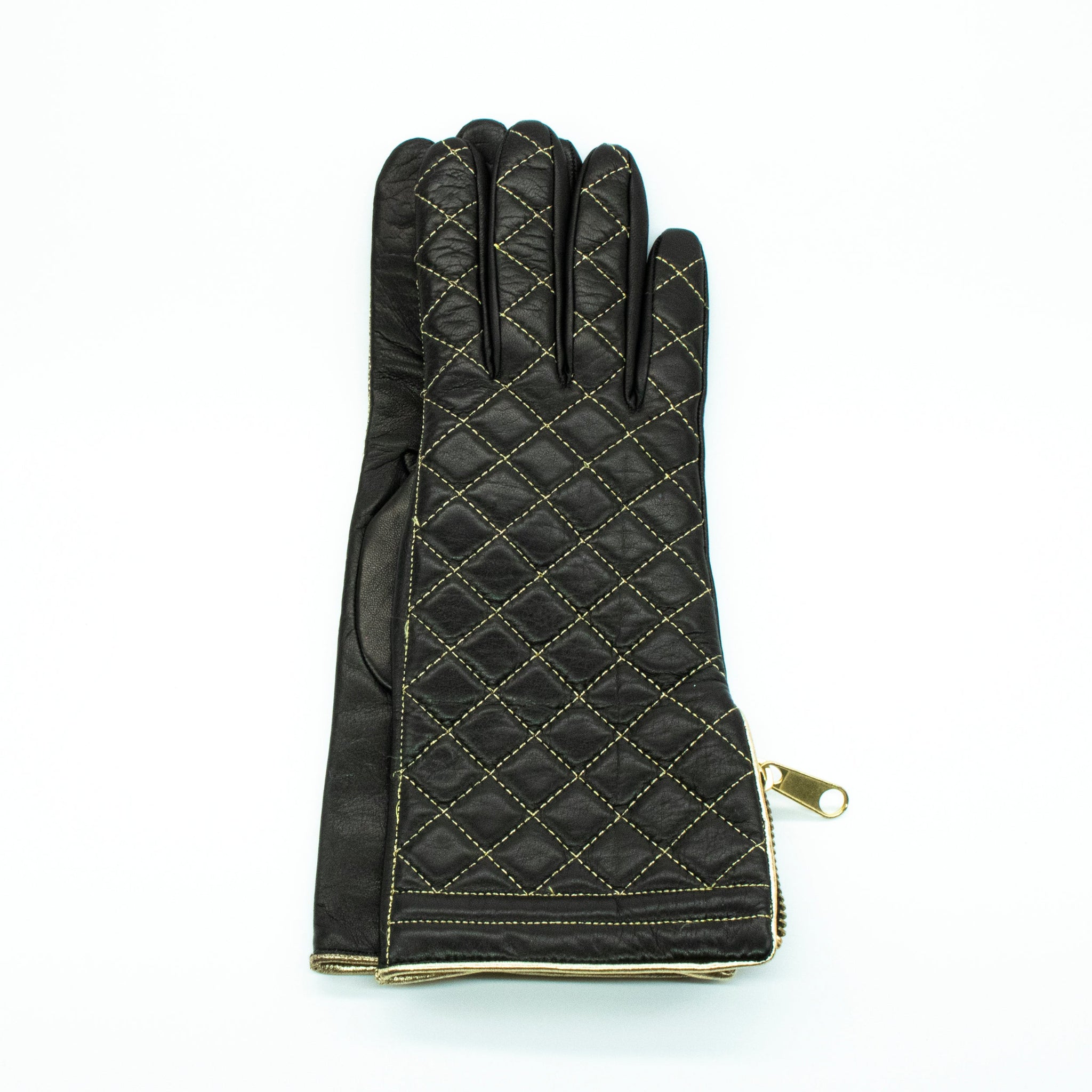 QUILTED LEATHER GLOVES WITH ZIPPER-2
