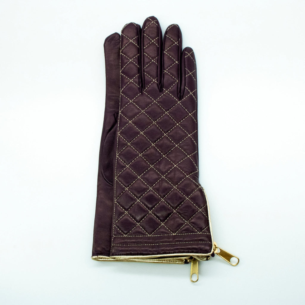QUILTED LEATHER GLOVES WITH ZIPPER-0