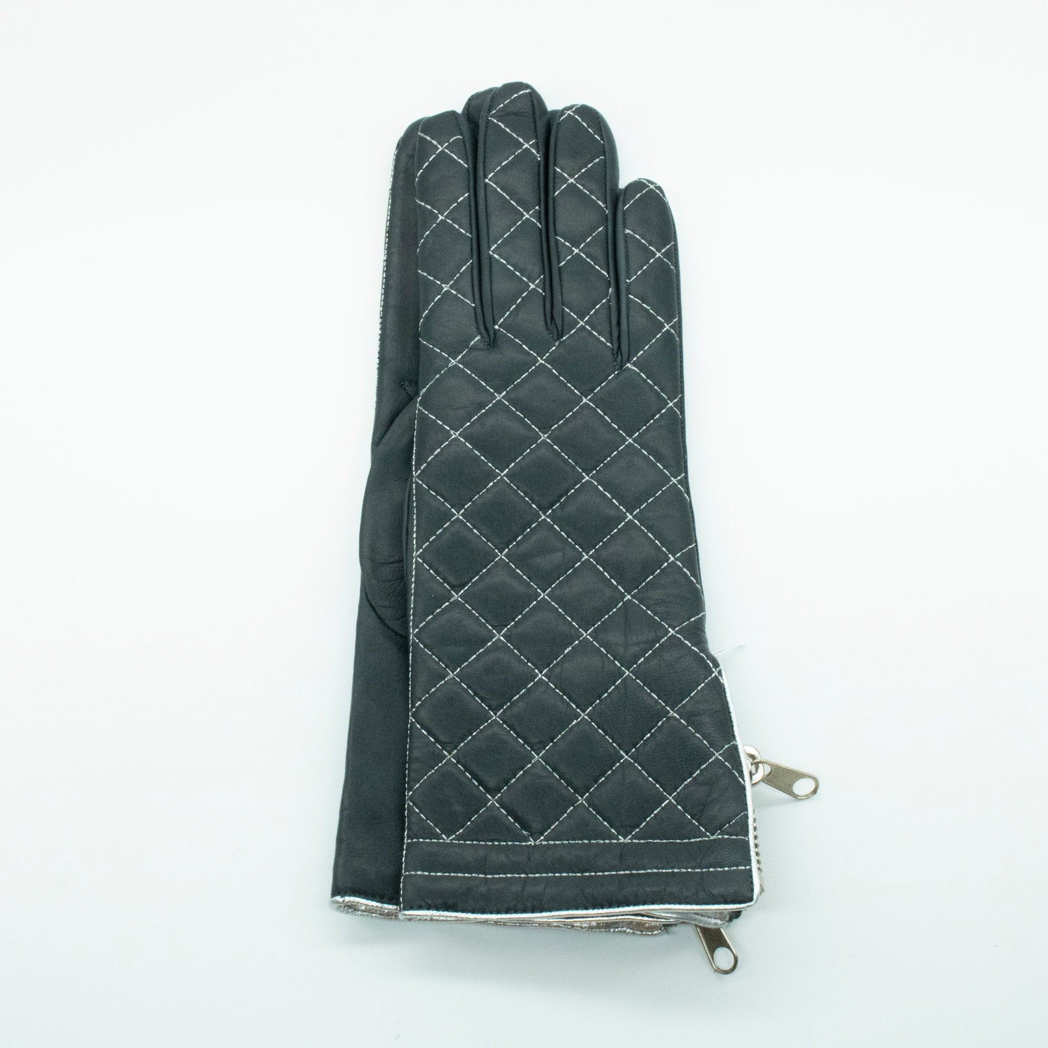 QUILTED LEATHER GLOVES WITH ZIPPER-3