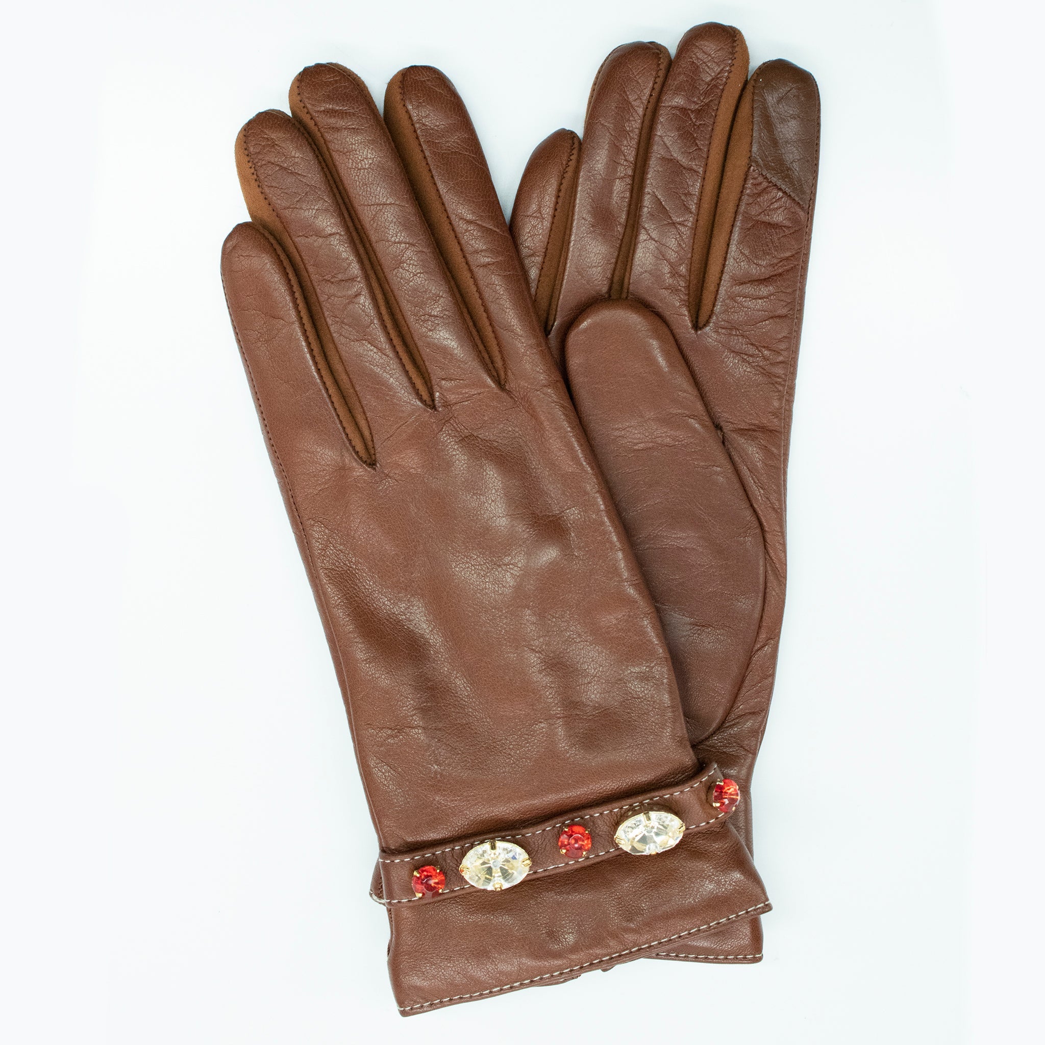 TECH LEATHER GLOVES WITH STONES-0