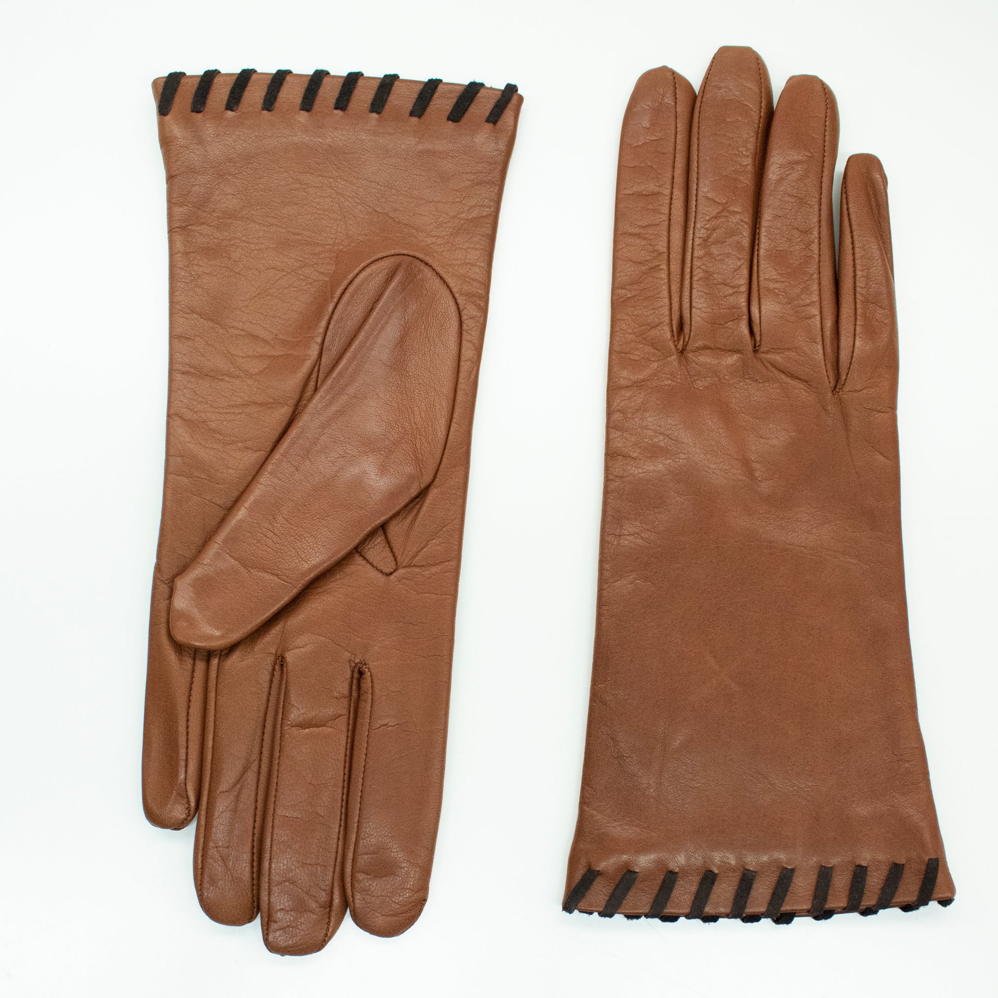 LEATHER GLOVE WITH SUEDE CONTRAST STITCH-0