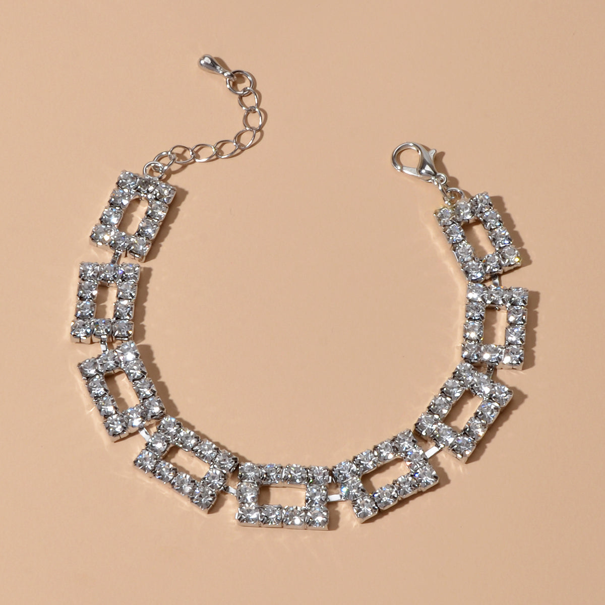 Textured Full Simulated Cubic Zirconia Silver Chain Collection Tennis Bracelets-5