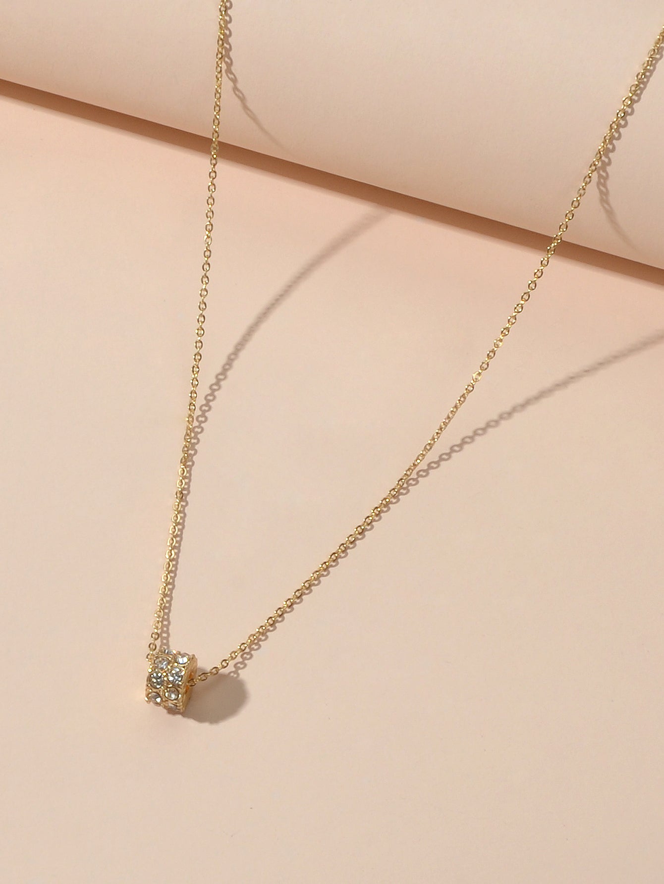 Luxurious Jewellery Gold Silver Chain Rhinestone Cylinder Necklace Accessories-1