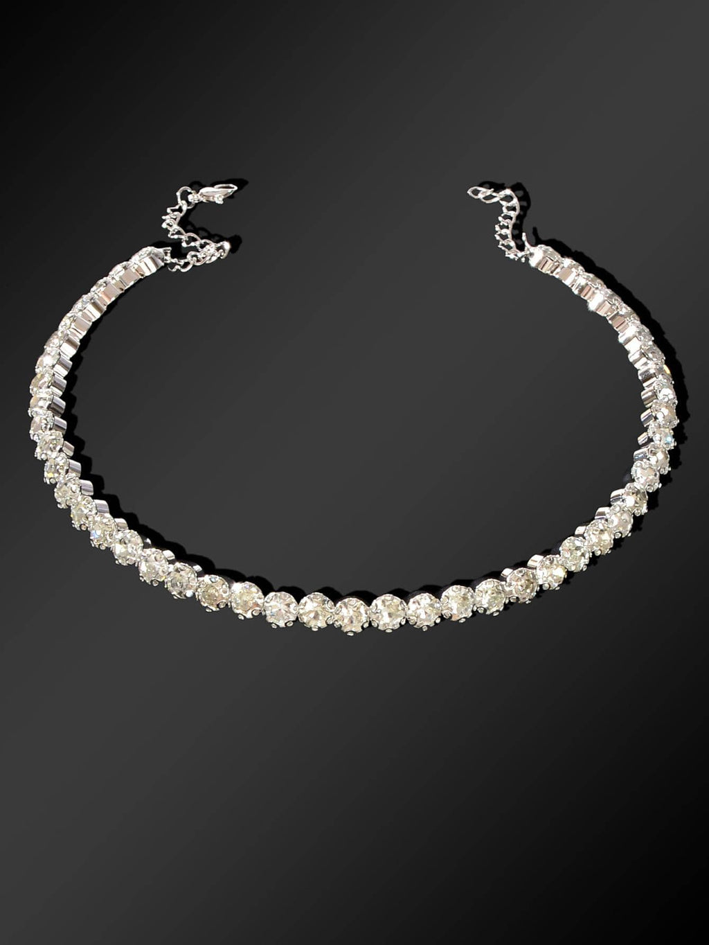 Silver Short Necklace Full Diamond Embellishment Choker-1