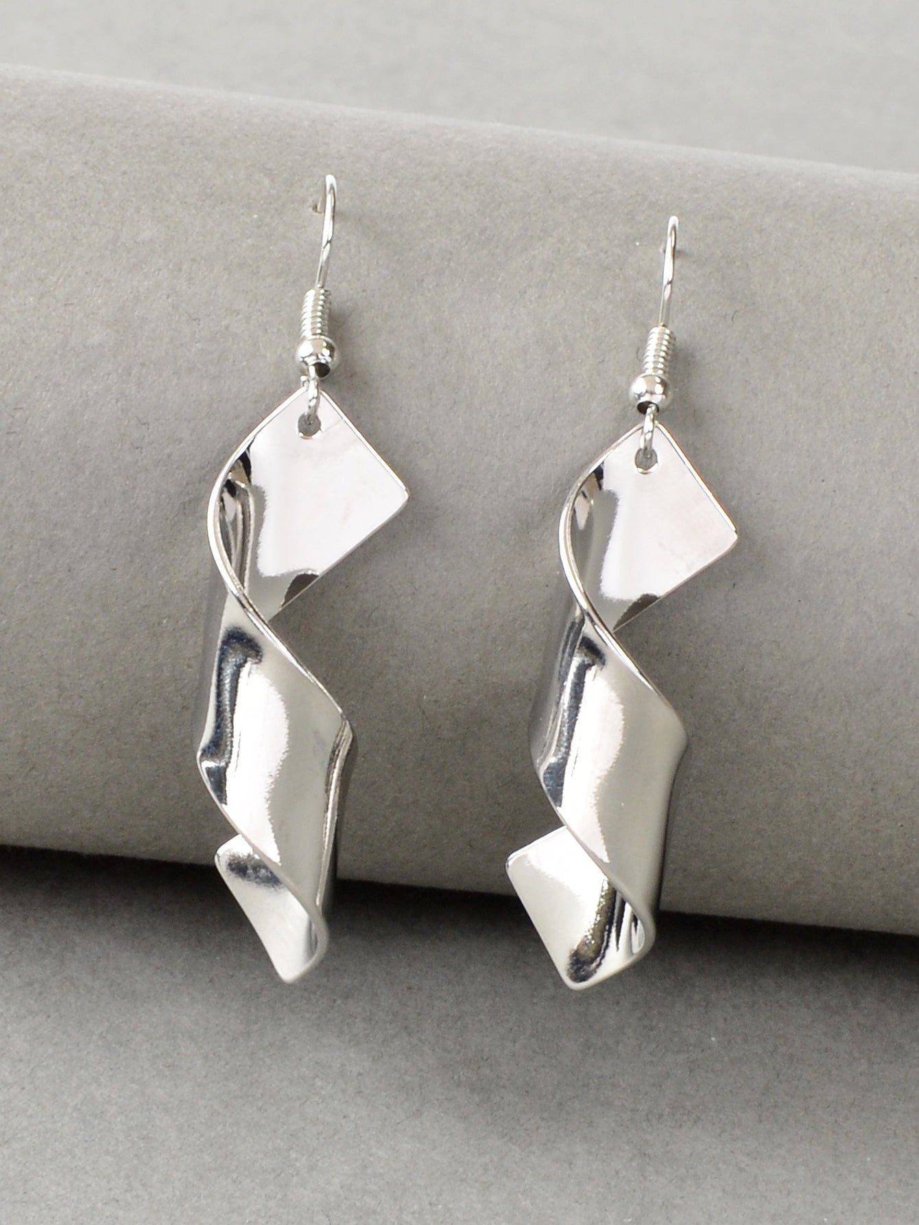 Punk Style Women Accessories Silver Geometric Spiral Dangle Statement Earrings-4