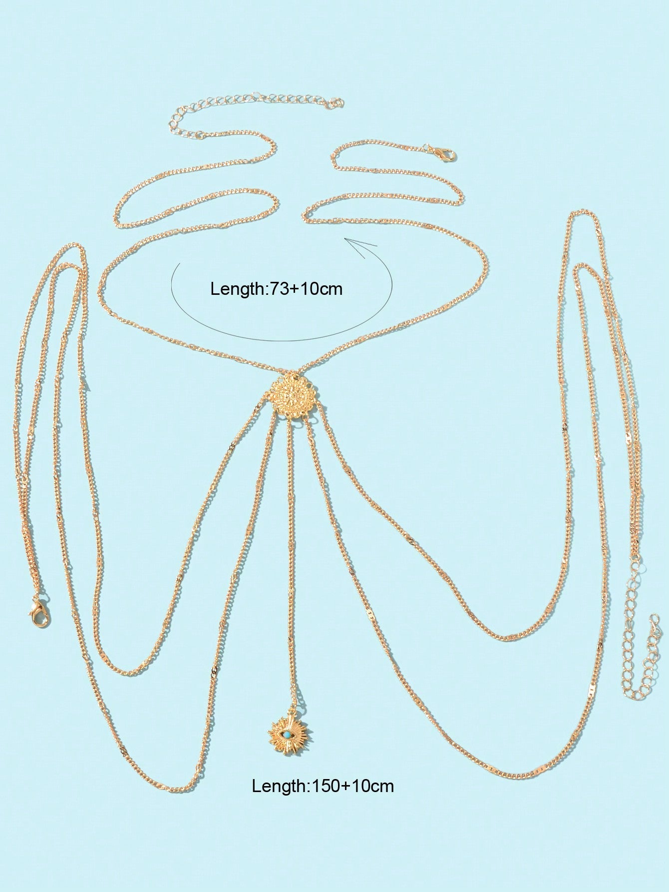 Boho Chic Layered Eye Charm Body Chain Women Crossover Bikini Rave Nightclub Body Jewelry-1