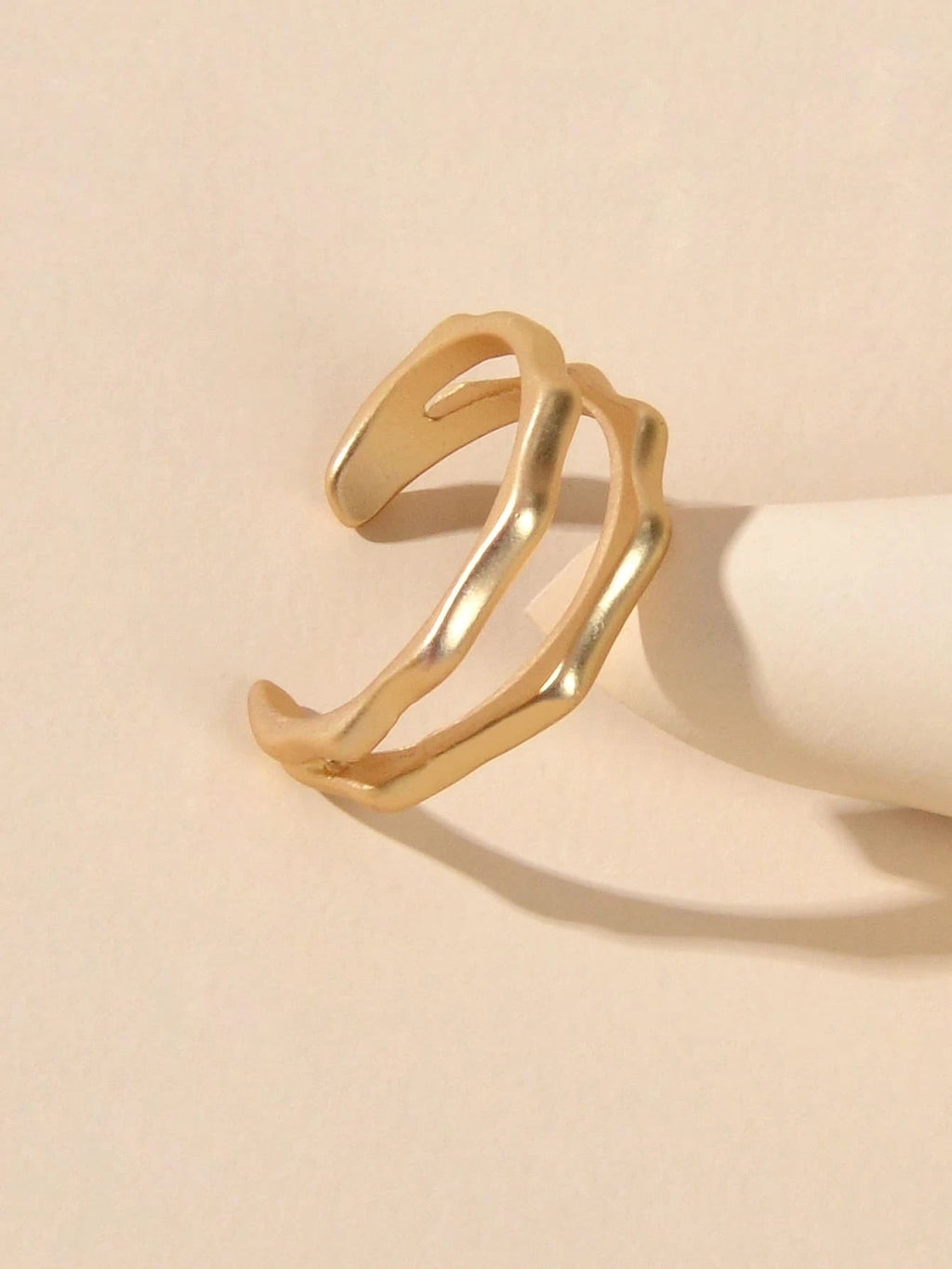 Minimalist Jewellery Gold Metal Geometric Finger Ring Fashion Women Accessories-0