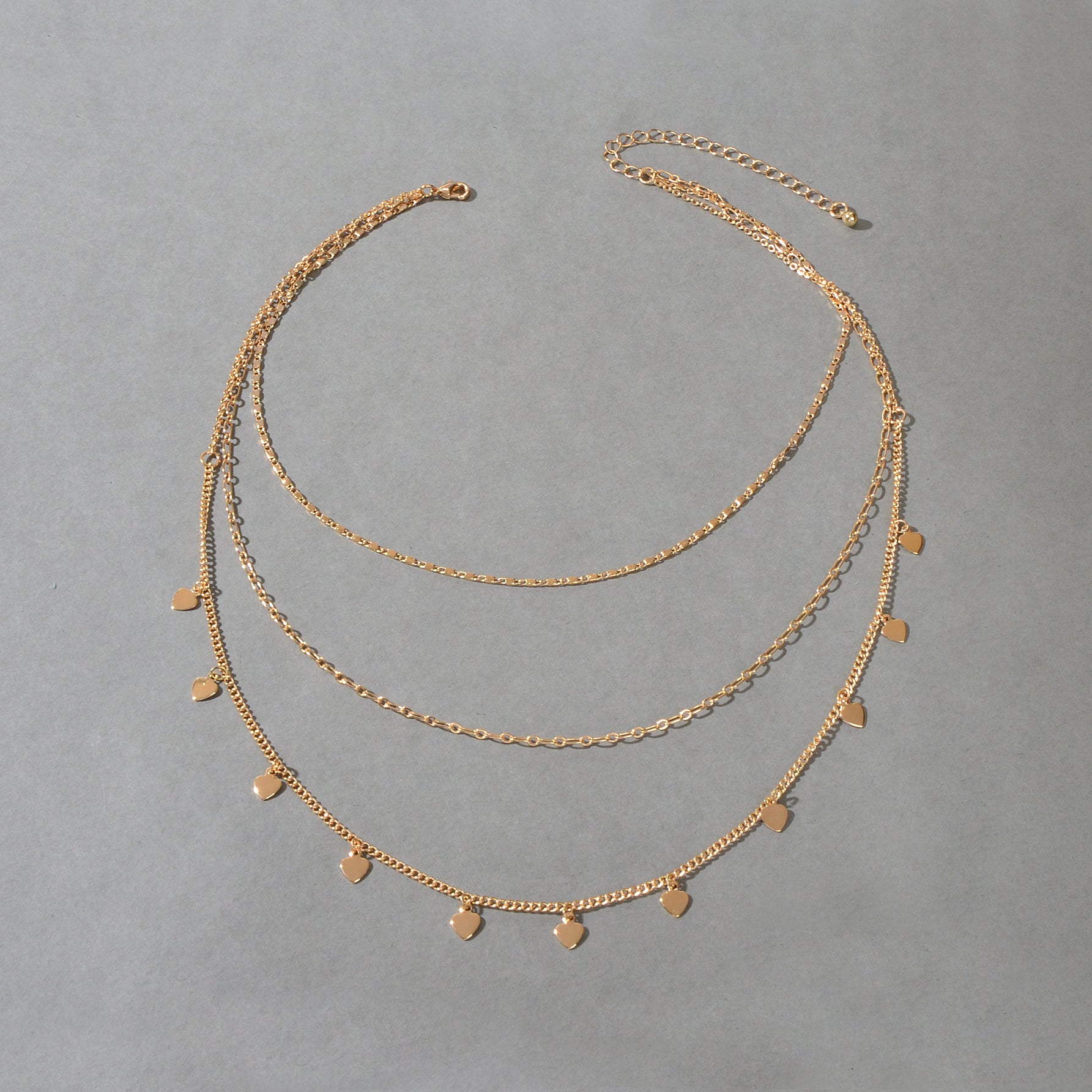 Boho Chic Jewelry Multi-layer Gold Chain Heart Charm Necklace Trendy Accessories-2