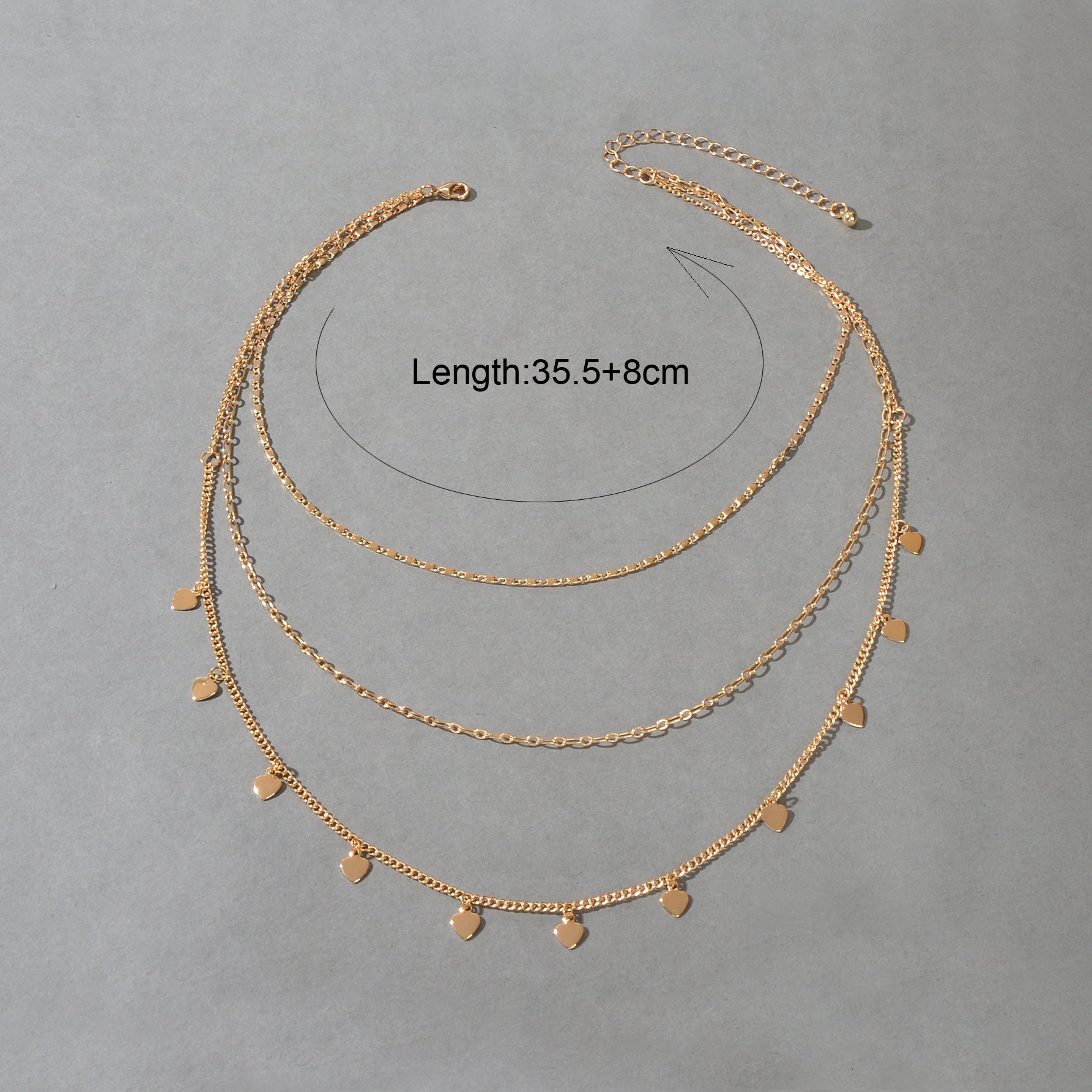 Boho Chic Jewelry Multi-layer Gold Chain Heart Charm Necklace Trendy Accessories-3
