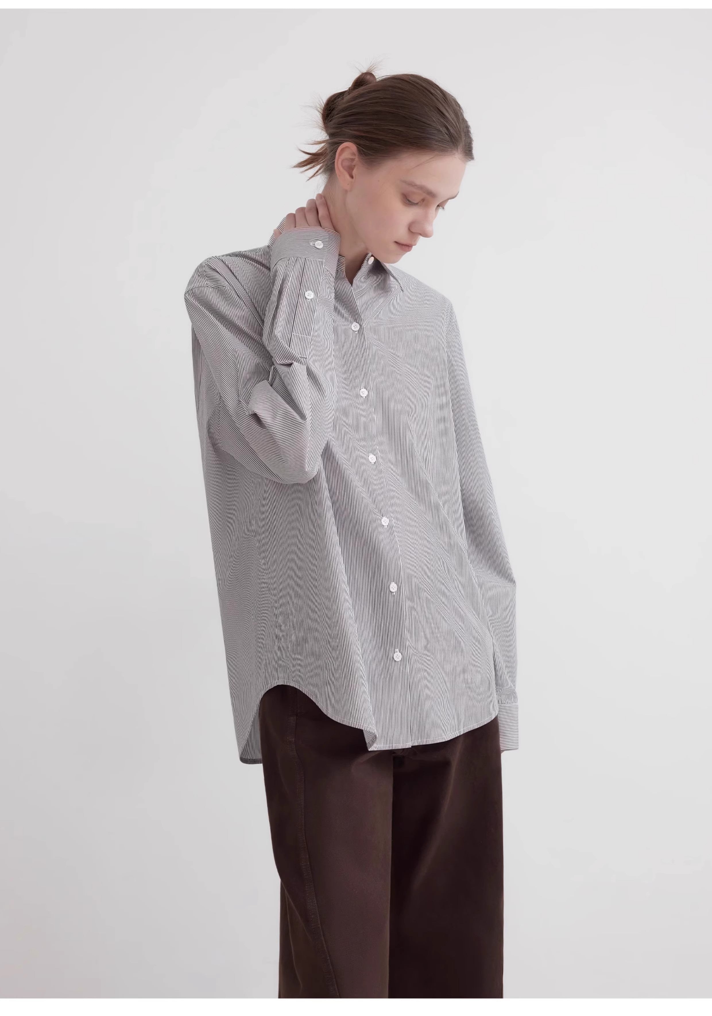 Plaid shirt commuting inner top high-end long-sleeved "Independence Song"-1