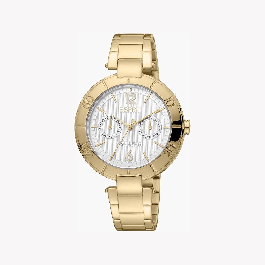Esprit Women's Gold Stainless Steel Watch, Silver Dial | Es1l063m0055