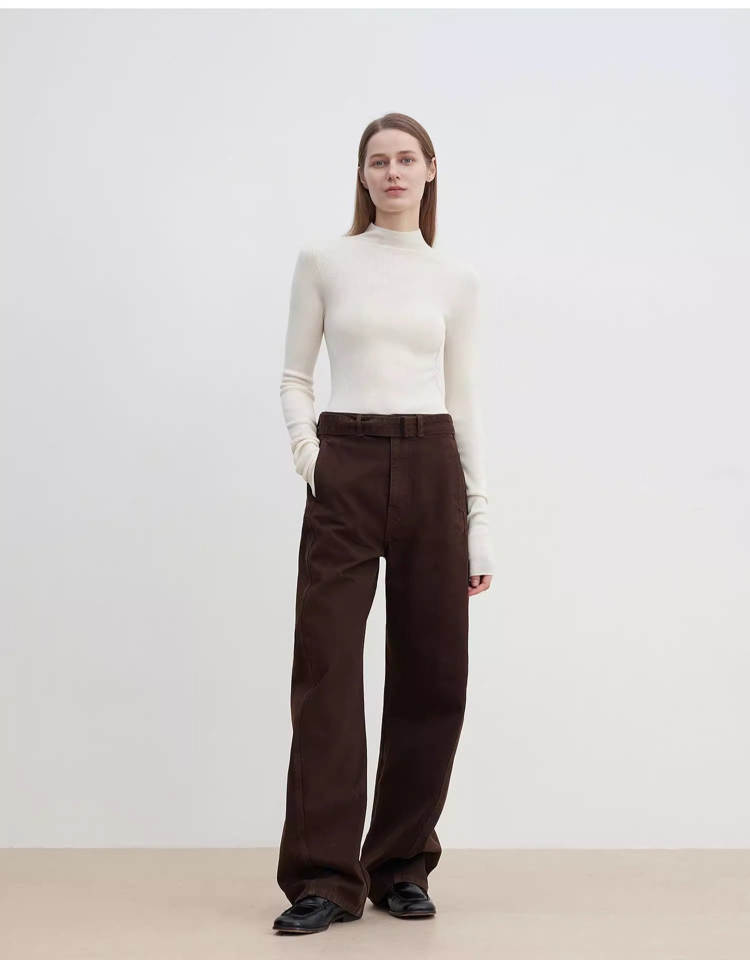 "Shadow Dance" Washed jeans women's design slim scimitar pants-4